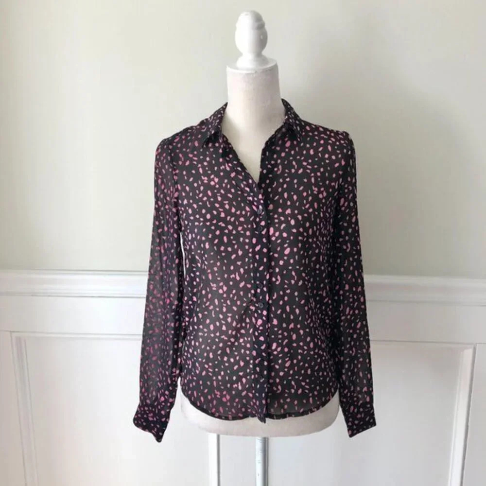 Divided H&M Long Sleeve Pink Leopard Print Top 0